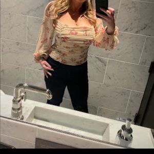 Beige multi floral colored blouse top from Nordstrom XL